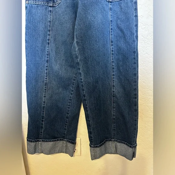 🪗Habitual girl wide leg cuffed Dark Blue Flare Jeans size 16 GUC - Picture 4 of 11
